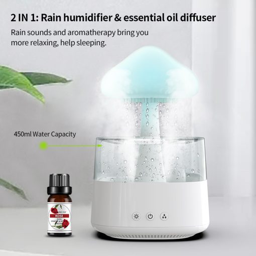Rain Cloud Humidifier and Mushroom Night Light Diffuser