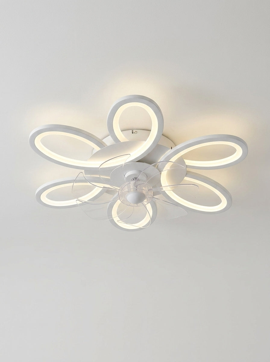 Butterfly loop modern fandelier ceiling fan with LED light - white