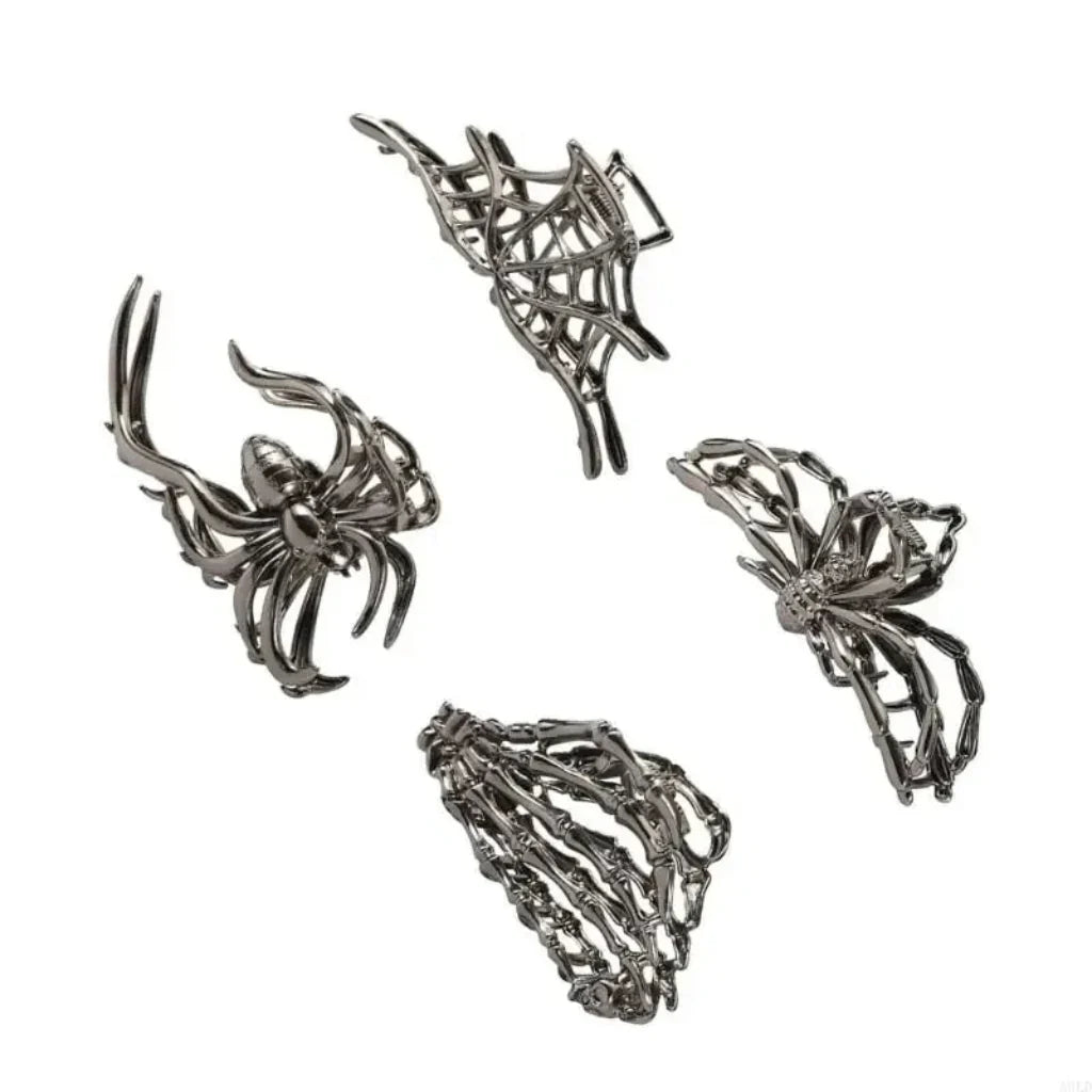 4-Piece Halloween Spider and Bat Hair Clip Set