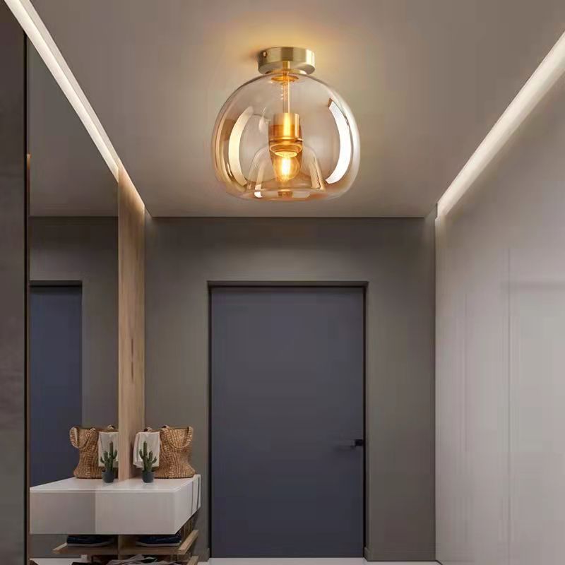 Luminária de Teto Nordic de Vidro Esférico | Semi-Embutida