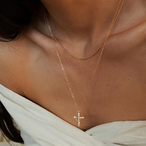 Colar com Pingente de Cruz e Coroa Joia de Fé Presente de Dia das Mães