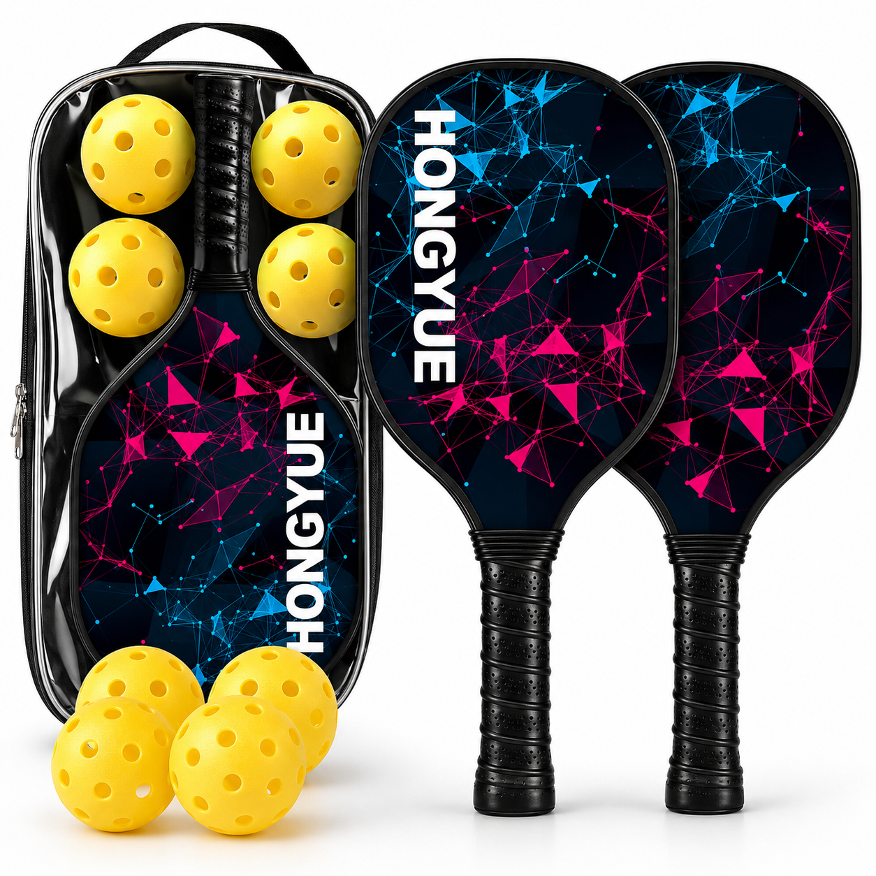 Conjunto de Raquetes de Pickleball de Fibra de Vidro Leves com Bolas