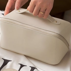 Necessaire de Viagem Organizadora de Maquiagem Estojo Cosmético de Couro Sintético de Grande Capacidade