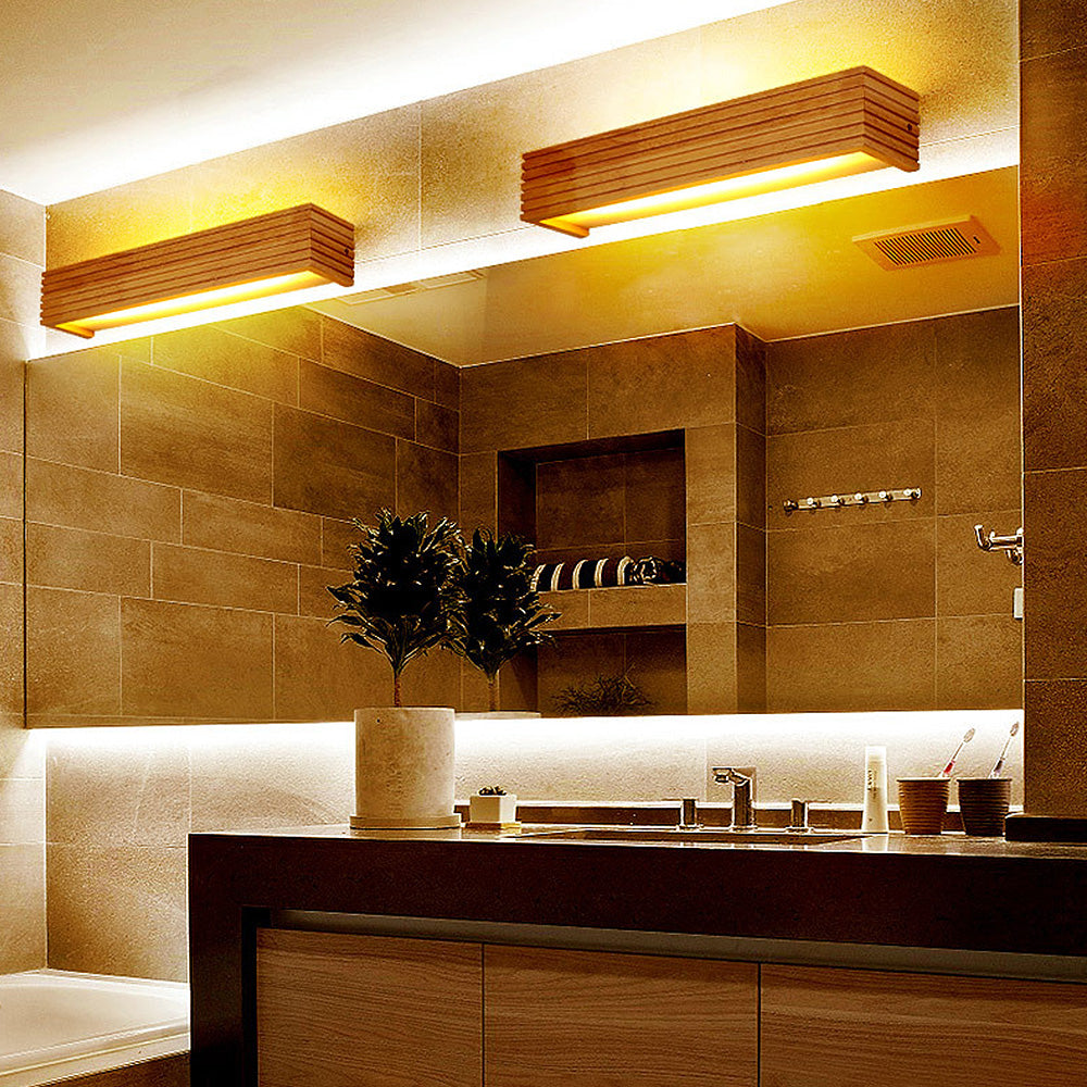 Arandela de LED de Madeira Moderna | Iluminação Minimalista para Quarto e Sala de Estar
