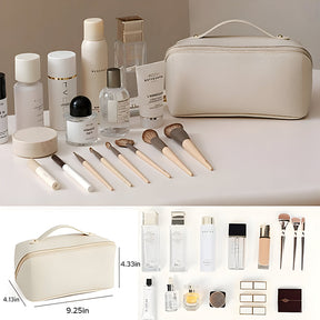 Necessaire de Viagem Organizadora de Maquiagem Estojo Cosmético de Couro Sintético de Grande Capacidade