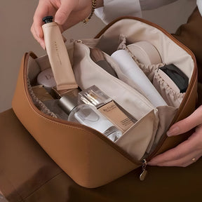 Necessaire de Viagem Organizadora de Maquiagem Estojo Cosmético de Couro Sintético de Grande Capacidade