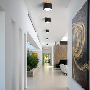 Scandinavian Macaron LED Ceiling Light | Wooden Accent Flush Mount