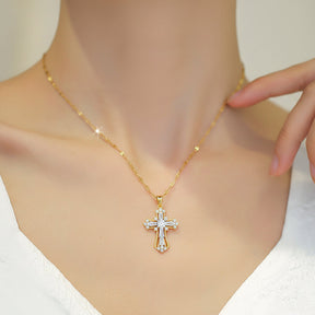 Colar com Pingente de Cruz Dourado Presente de Dia das Mães Joia