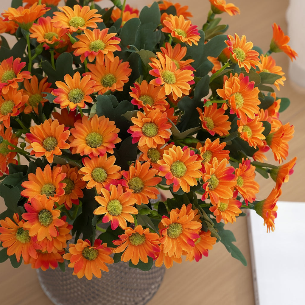 Arranjo de Flores Artificiais de Margarida para Centro de Mesa de Dia das Mães