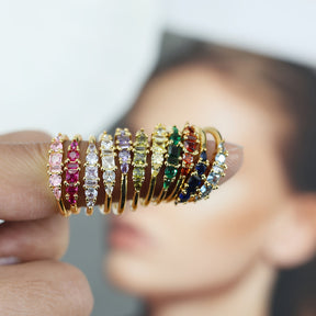 Conjunto de Anéis Dourados para o Dia das Mães, Anéis Boho Empilháveis com Strass