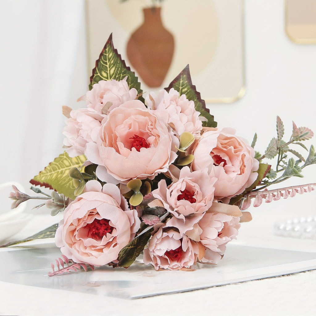 Buquê de Flores Presente de Dia das Mães Peônia Artificial Decoração para Casa