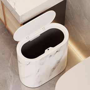 Lixeira com Estampa de Mármore | Cesto Moderno para Banheiro e Cozinha com Tampa