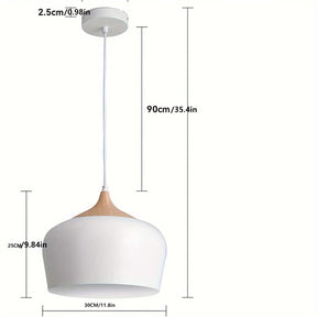 Modern Scandinavian Pendant Light | Iron & Wood Grain Design