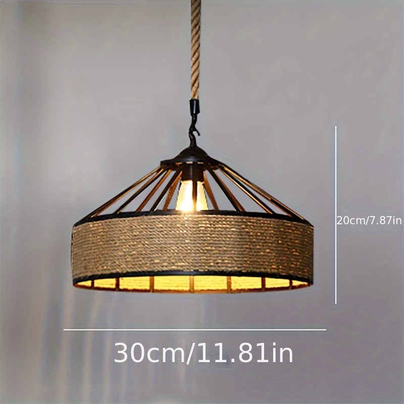Pendente de Corda de Cânhamo Rústico | Luminária de Teto Vintage Estilo Fazenda