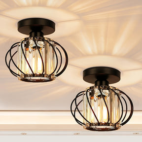 Modern Industrial Cage Ceiling Light | Elegant Semi Flush Mount Fixture