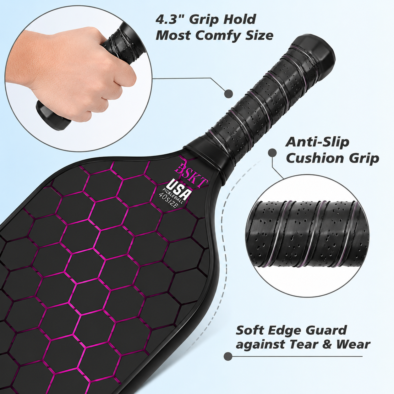 Conjunto de Raquetes de Pickleball de Fibra de Vidro Leves com Bolas