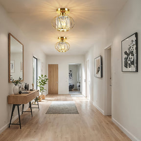 Modern Industrial Cage Ceiling Light | Elegant Semi Flush Mount Fixture