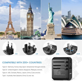 Adaptador de Viagem com Múltiplas Portas