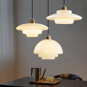Pendente de Vidro Branco | Elegância Moderna de Meados do Século