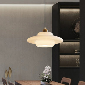 Pendente de Vidro Branco | Elegância Moderna de Meados do Século