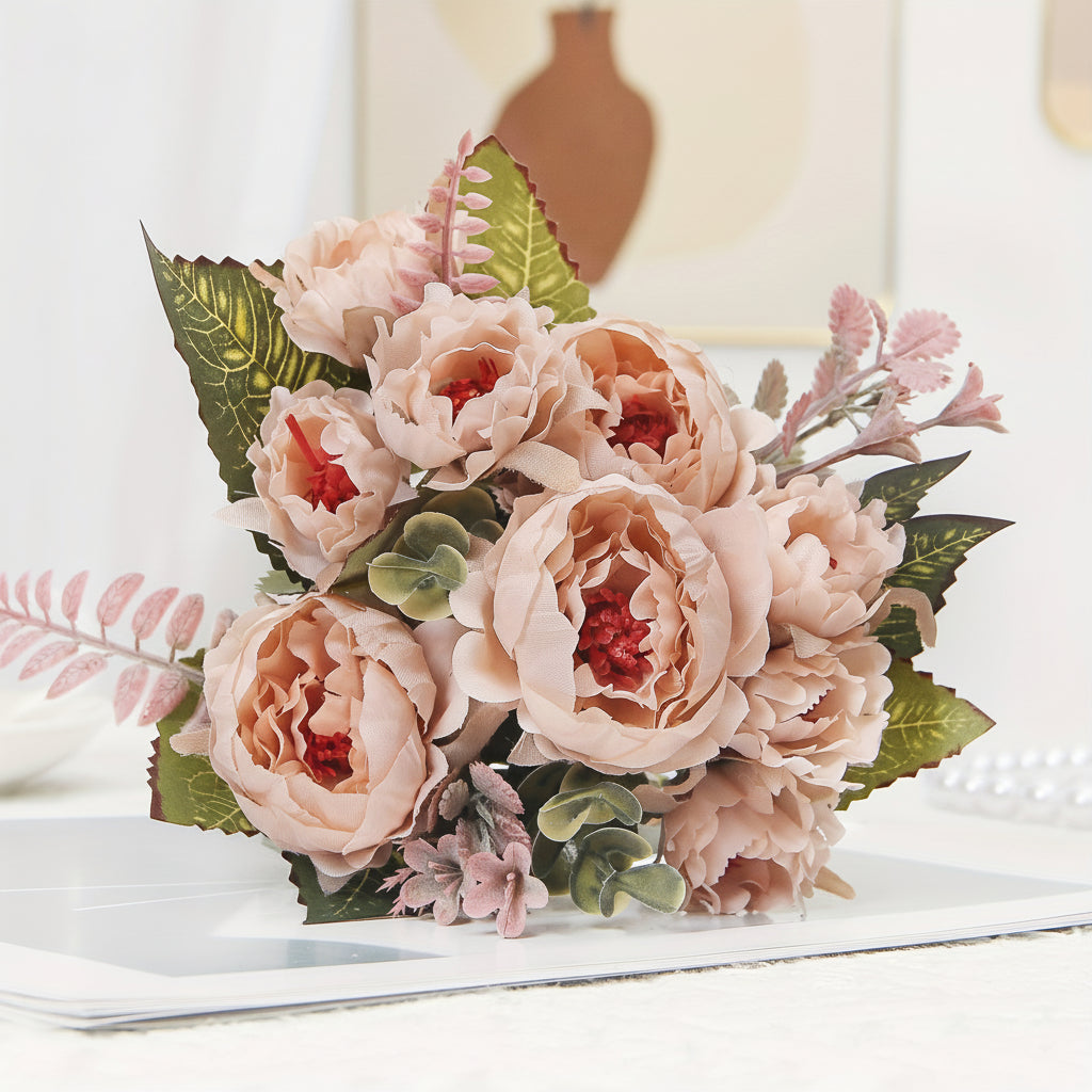Buquê de Flores Presente de Dia das Mães Peônia Artificial Decoração para Casa