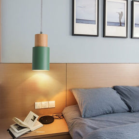 Luminária Pendente Cilíndrica Nordic Macaron | Design Moderno em Madeira e Metal