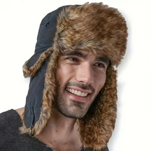 Gorro de Aviador para Esqui com Protetor de Orelha e Pele Sintética Aconchegante