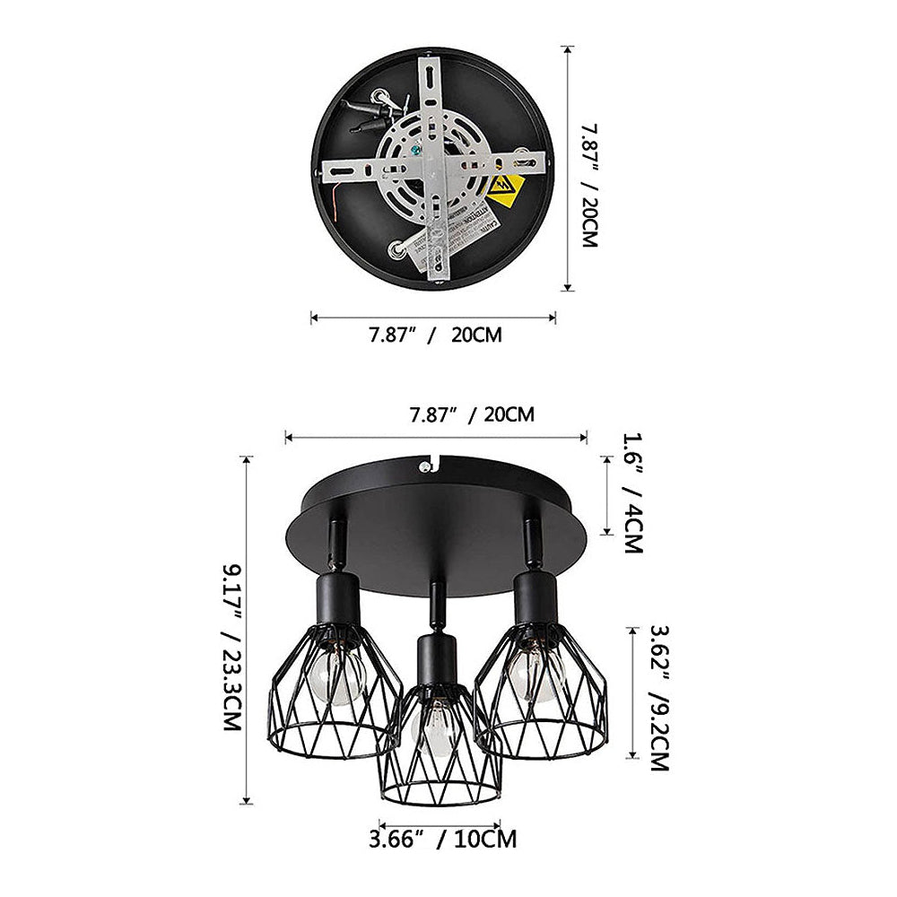 Luminária de Teto Industrial Tipo Spot Ajustável Preta | Funcionalidade Vintage