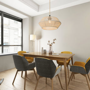 Cúpula de Luminária Pendente de Corda de Papel Feita à Mão | Design Natural Moderno