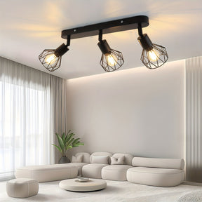 Vintage 3-Light Ceiling Spotlight | Industrial Black Metal Fixture
