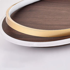 Luminária de Teto LED Moderna | Design Redondo em Nogueira e Dourado