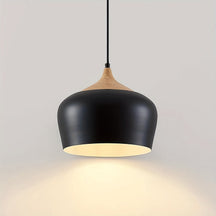 Modern Scandinavian Pendant Light | Iron & Wood Grain Design
