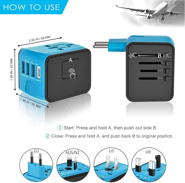 Adaptador de Viagem com Múltiplas Portas