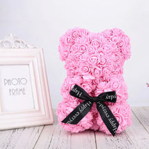 Urso de Pelúcia com Rosa do Amor Eterno Presente de Dia dos Namorados 25cm