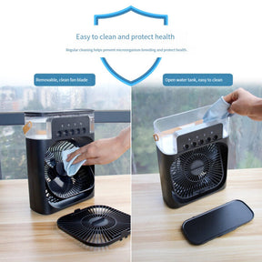 Mini Ventilador Umidificador de Cinco Furos com Spray, Ar-Condicionado de Pequeno Porte, Mini Ventilador com Refrigeração a Água, Resfriador de Ar Silencioso