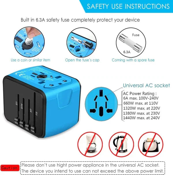 Adaptador de Viagem com Múltiplas Portas