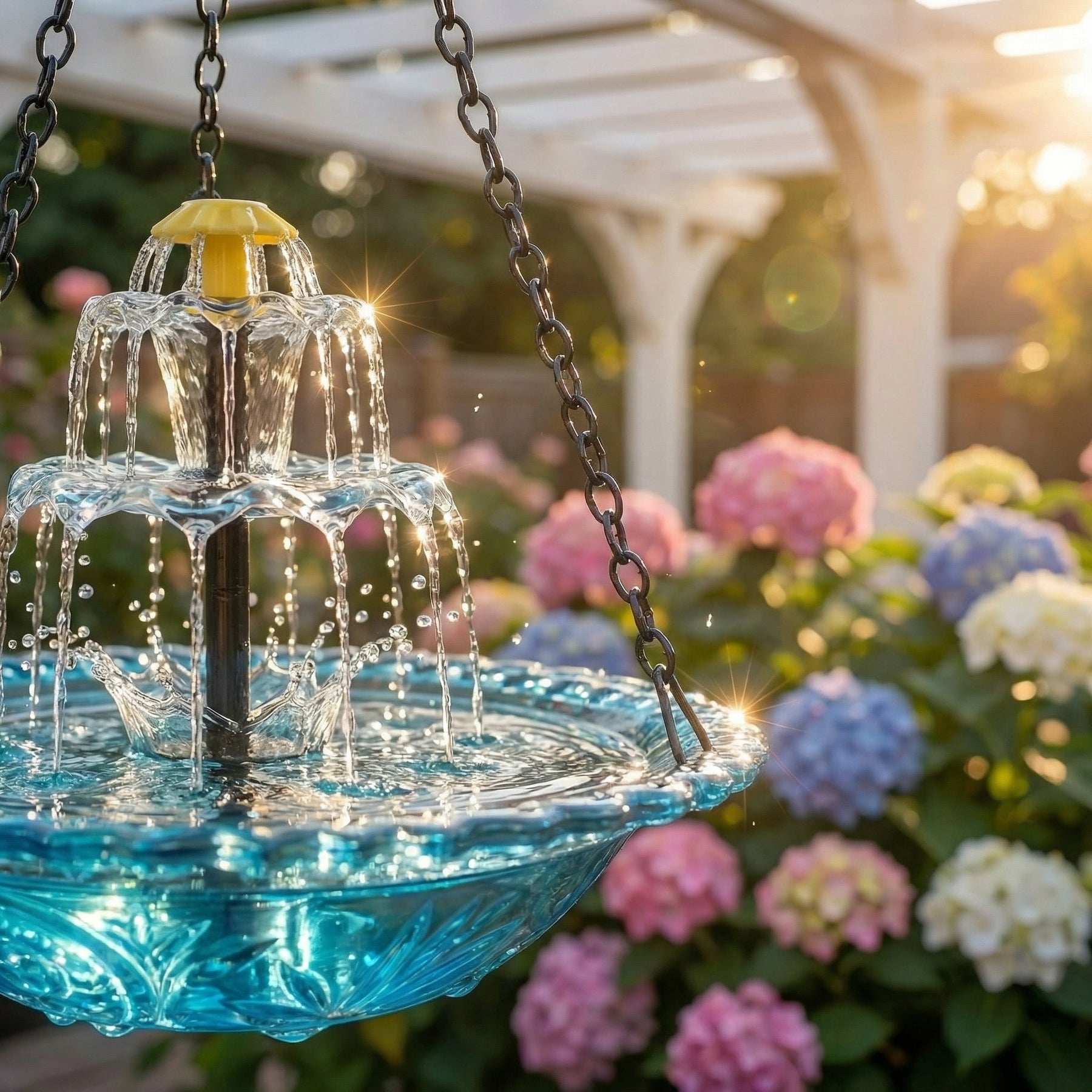 Fonte de Água Solar para Pássaros – Cascata de Jardim de Dois Níveis e Sem Necessidade de Energia