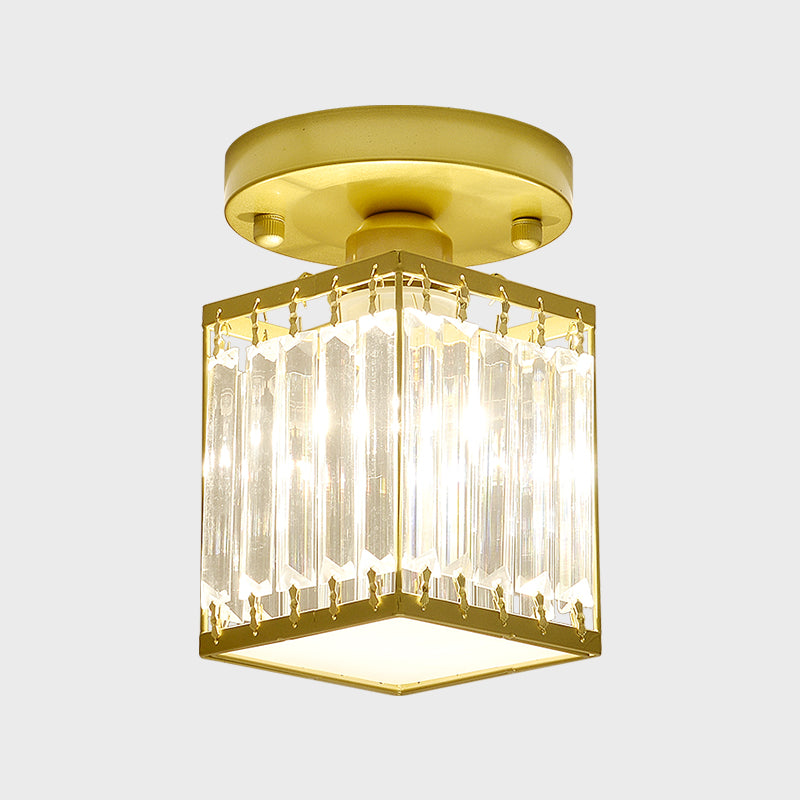 Crystal Foyer Ceiling Light | Modern Semi-Flush Design
