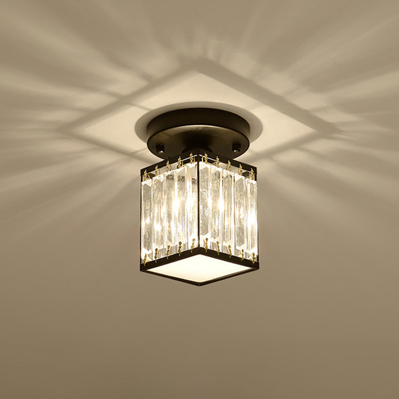 Crystal Foyer Ceiling Light | Modern Semi-Flush Design
