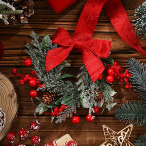 Guirlanda de Natal com Laço Vermelho e Pinha Decoração Festiva