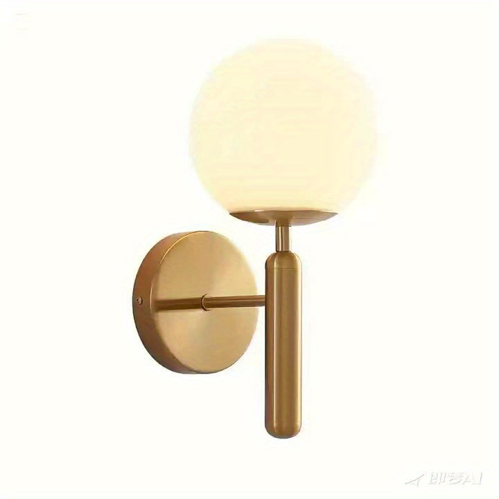 Arandela de Parede com Globo de Vidro Moderno | Luminária de Sobrepor em Metal Polido