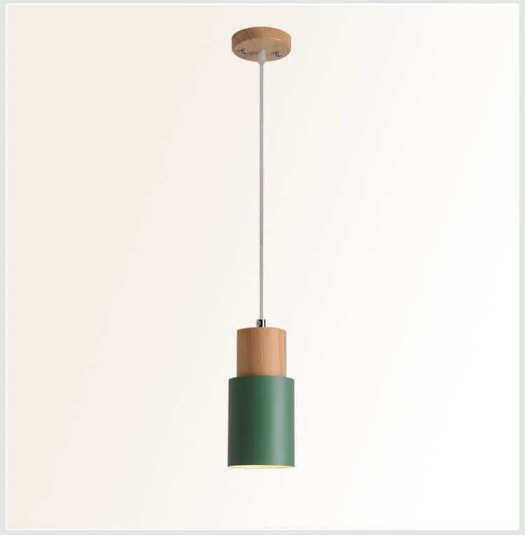 Luminária Pendente Cilíndrica Nordic Macaron | Design Moderno em Madeira e Metal