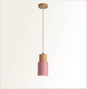 Luminária Pendente Cilíndrica Nordic Macaron | Design Moderno em Madeira e Metal
