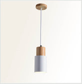 Luminária Pendente Cilíndrica Nordic Macaron | Design Moderno em Madeira e Metal
