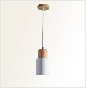 Luminária Pendente Cilíndrica Nordic Macaron | Design Moderno em Madeira e Metal