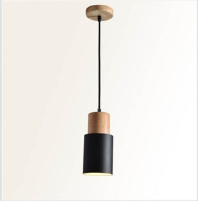 Luminária Pendente Cilíndrica Nordic Macaron | Design Moderno em Madeira e Metal