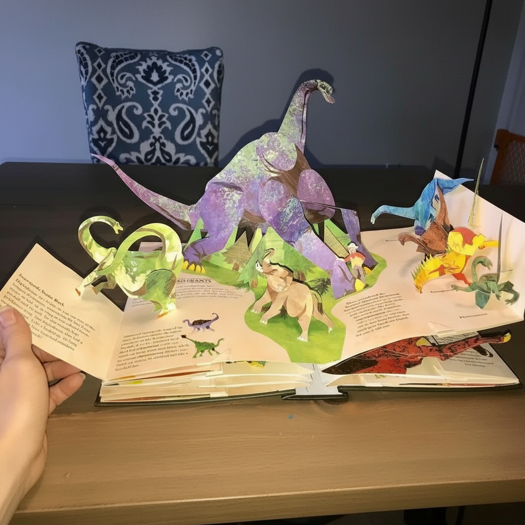 Livro 3D Pop-Up de Dinossauros – Interativo para Crianças e Adultos