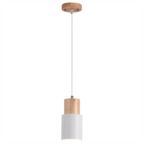 Luminária Pendente Cilíndrica Nordic Macaron | Design Moderno em Madeira e Metal