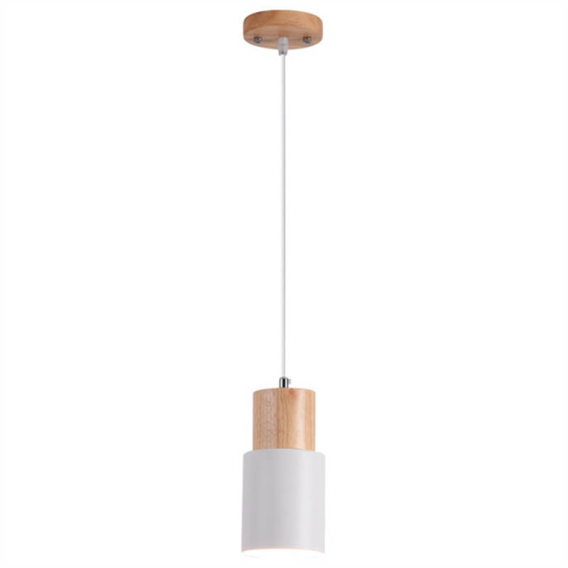 Luminária Pendente Cilíndrica Nordic Macaron | Design Moderno em Madeira e Metal