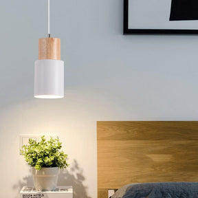 Luminária Pendente Cilíndrica Nordic Macaron | Design Moderno em Madeira e Metal